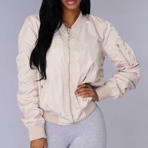 Fashion Nova Cream Bomber Jacket ~ M